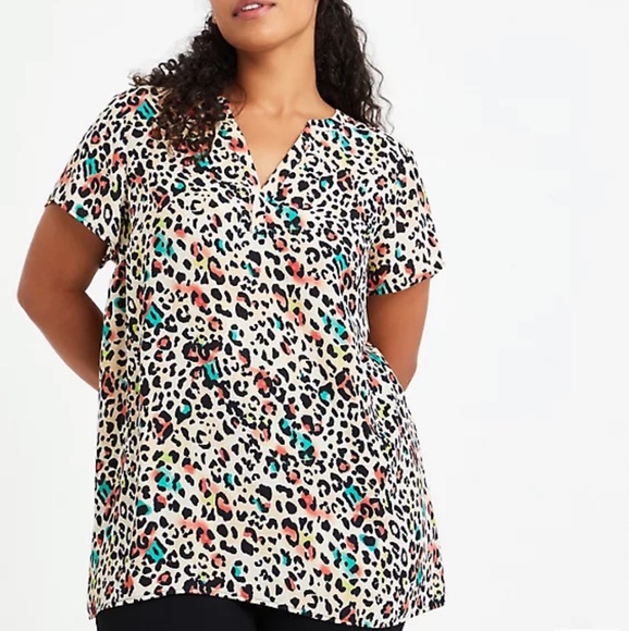 Hi-Low Tunic Georgette Watercolor Leopard - Picture 3 of 7